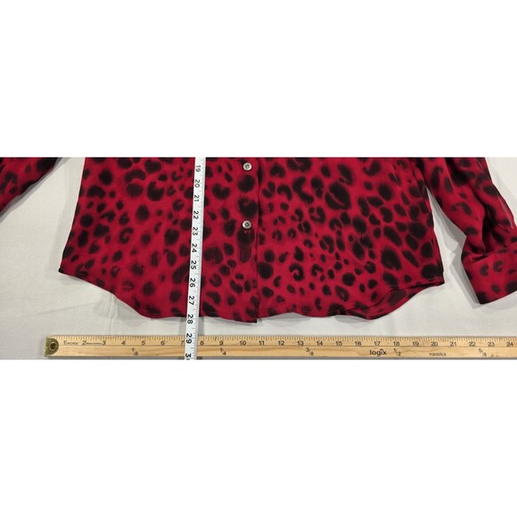 Katherine Kelly Maxi Skirt Set Silk Long Sleeve Blouse Leopard Red Womens 8/10 - Picture 15 of 16